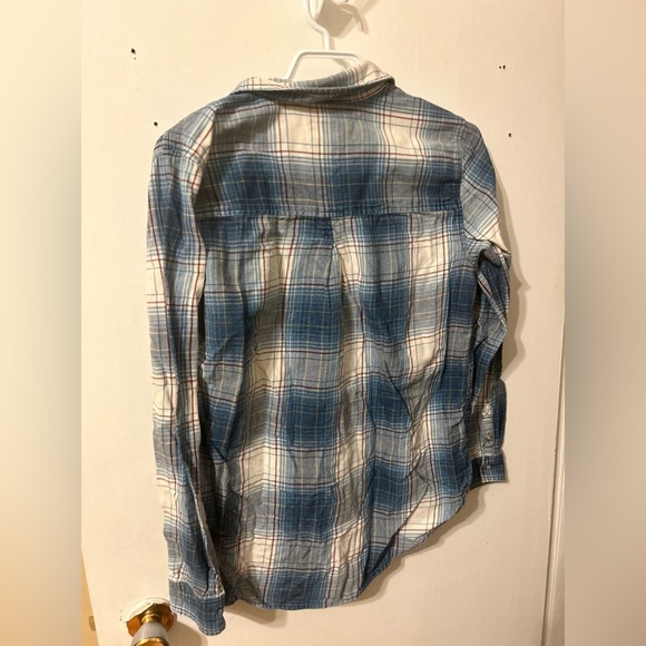 American Eagle Outfitters Boyfriend Fit Plaid Button-Up in Blue/White, Size M - Picture 4 of 4